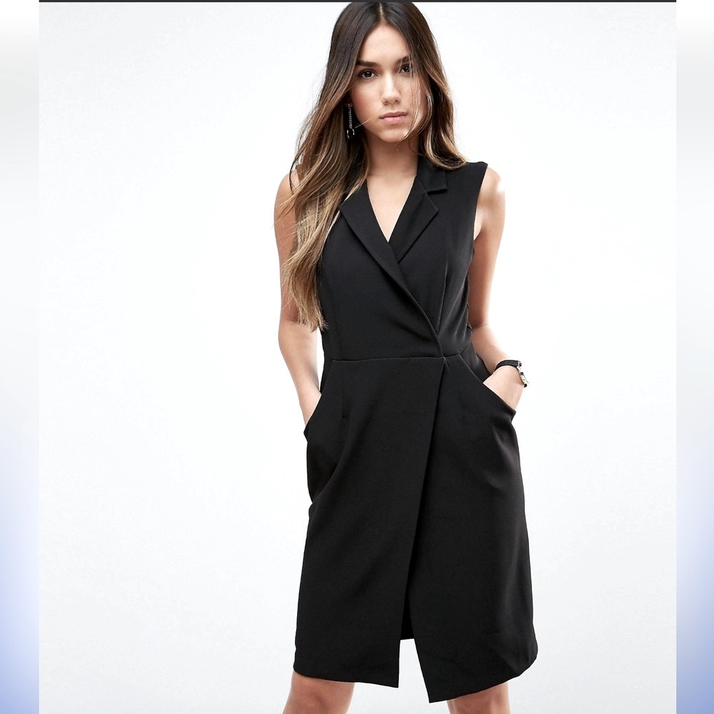 & Other Stories Black Sleeveless Blazer Mini Dress